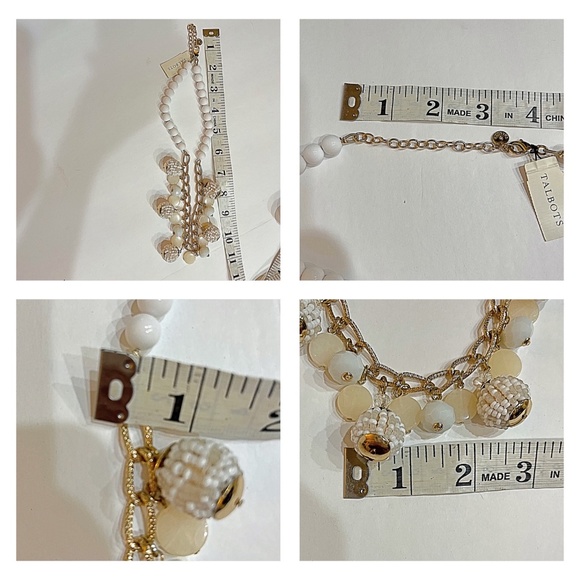Talbots Mixed Beaded Ball White & Cream Gold-Tone Statement Necklace - Picture 13 of 13